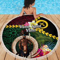 Vanuatu Indipendens Dei Beach Blanket Boars Tusk and Melanesian Warrior Hibiscus LT03 - Polynesian Pride