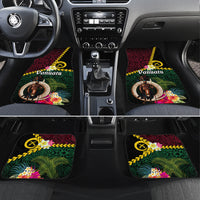 Vanuatu Indipendens Dei Car Mats Boars Tusk and Melanesian Warrior Hibiscus LT03 Set 4pcs Black - Polynesian Pride