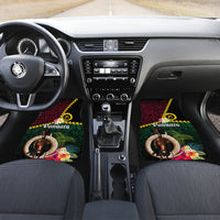 Vanuatu Indipendens Dei Car Mats Boars Tusk and Melanesian Warrior Hibiscus LT03 Set 2pcs - Front Black - Polynesian Pride