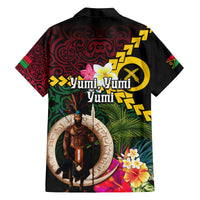 Vanuatu Indipendens Dei Family Matching Off Shoulder Maxi Dress and Hawaiian Shirt Boars Tusk and Melanesian Warrior Hibiscus