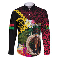 Vanuatu Indipendens Dei Family Matching Tank Maxi Dress and Hawaiian Shirt Boars Tusk and Melanesian Warrior Hibiscus