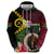 Vanuatu Indipendens Dei Hoodie Boars Tusk and Melanesian Warrior Hibiscus