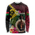 Vanuatu Indipendens Dei Long Sleeve Shirt Boars Tusk and Melanesian Warrior Hibiscus