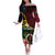 Vanuatu Indipendens Dei Off The Shoulder Long Sleeve Dress Boars Tusk and Melanesian Warrior Hibiscus