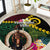 Vanuatu Indipendens Dei Round Carpet Boars Tusk and Melanesian Warrior Hibiscus