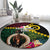 Vanuatu Indipendens Dei Round Carpet Boars Tusk and Melanesian Warrior Hibiscus