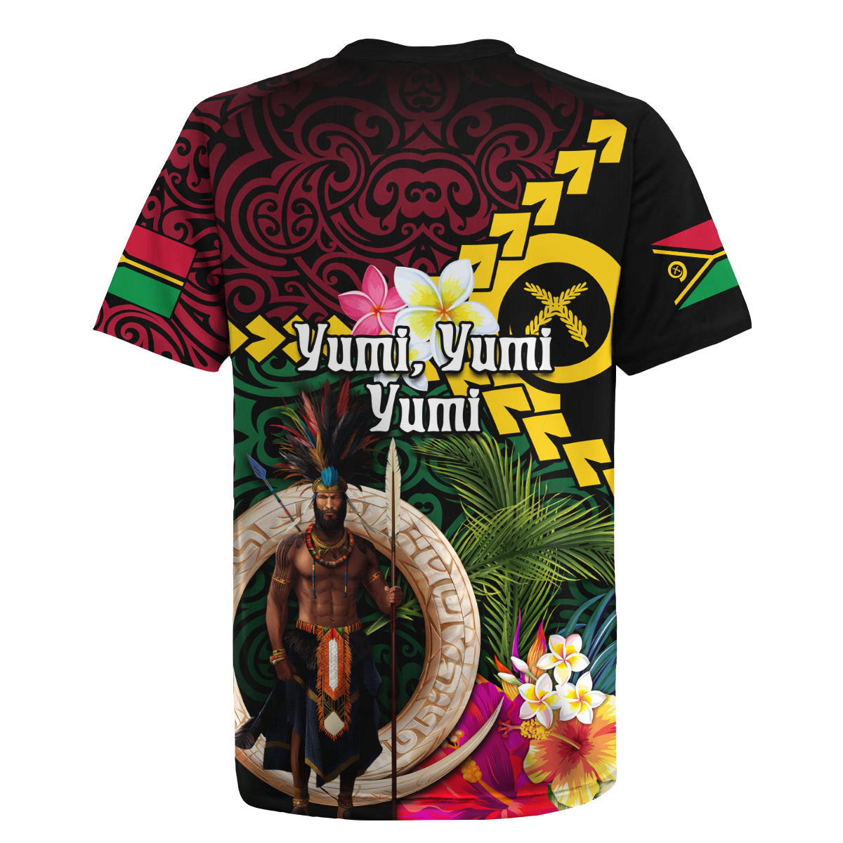 Vanuatu Indipendens Dei Rugby Jersey Boars Tusk and Melanesian Warrior Hibiscus LT03 - Polynesian Pride