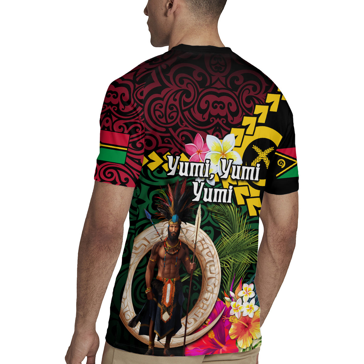 Vanuatu Indipendens Dei Rugby Jersey Boars Tusk and Melanesian Warrior Hibiscus LT03 - Polynesian Pride