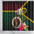 Vanuatu Indipendens Dei Shower Curtain Boars Tusk and Melanesian Warrior Hibiscus