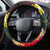 Vanuatu Indipendens Dei Steering Wheel Cover Boars Tusk and Melanesian Warrior Hibiscus