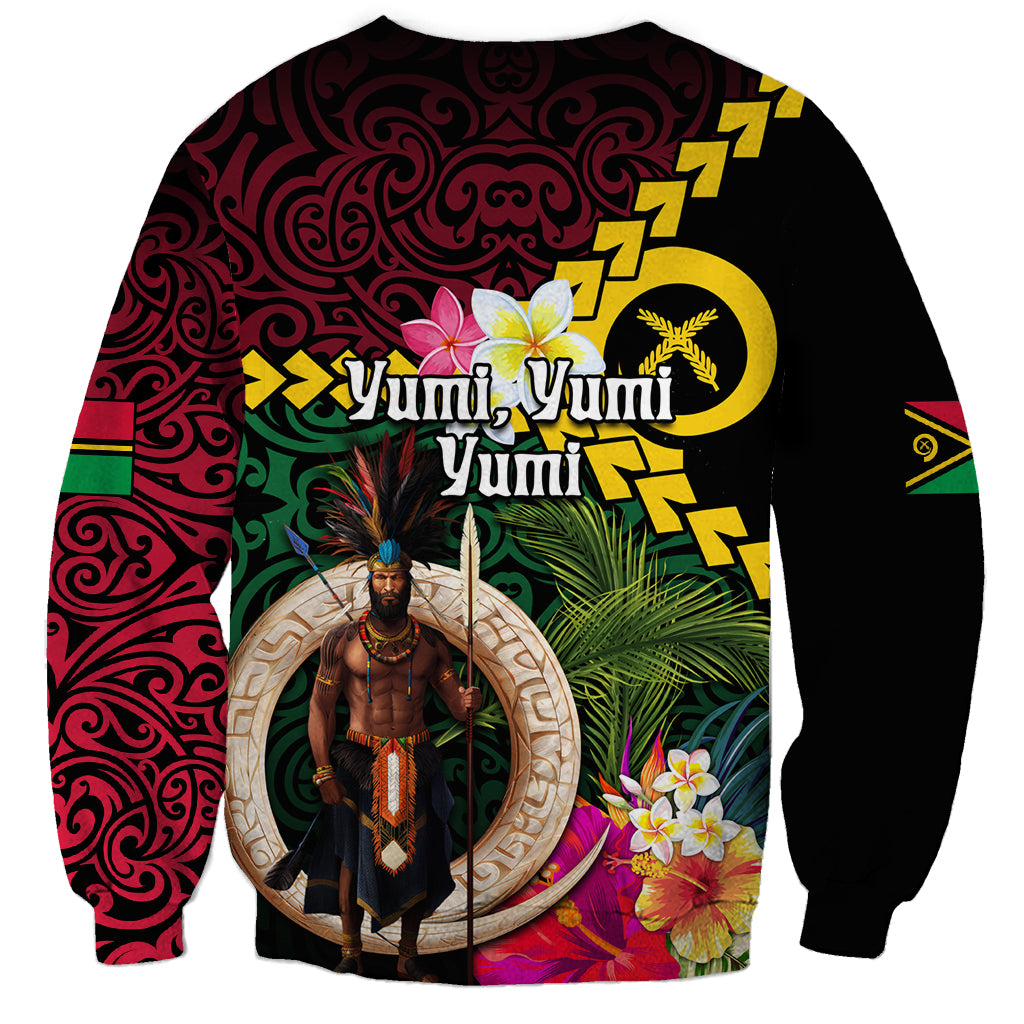 Vanuatu Indipendens Dei Sweatshirt Boars Tusk and Melanesian Warrior Hibiscus LT03 - Polynesian Pride