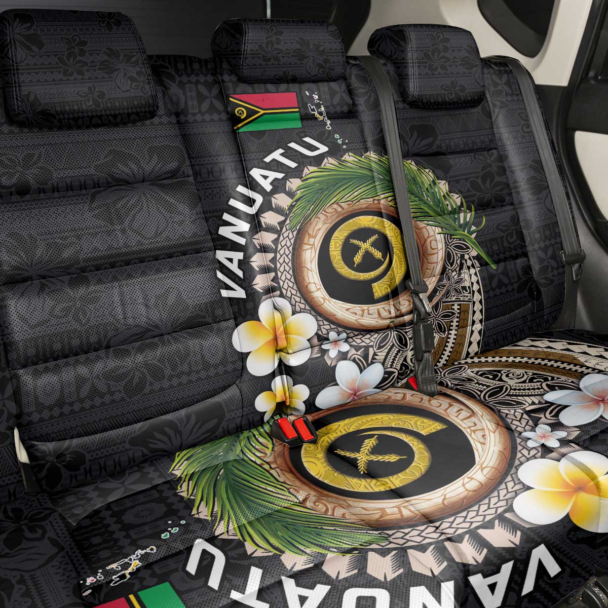 Vanuatu Independence Day Back Car Seat Cover Melanesian Tribal Pig Tusk with Tropical Plants