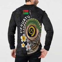 Vanuatu Independence Day Button Sweatshirt Melanesian Tribal Pig Tusk with Tropical Plants