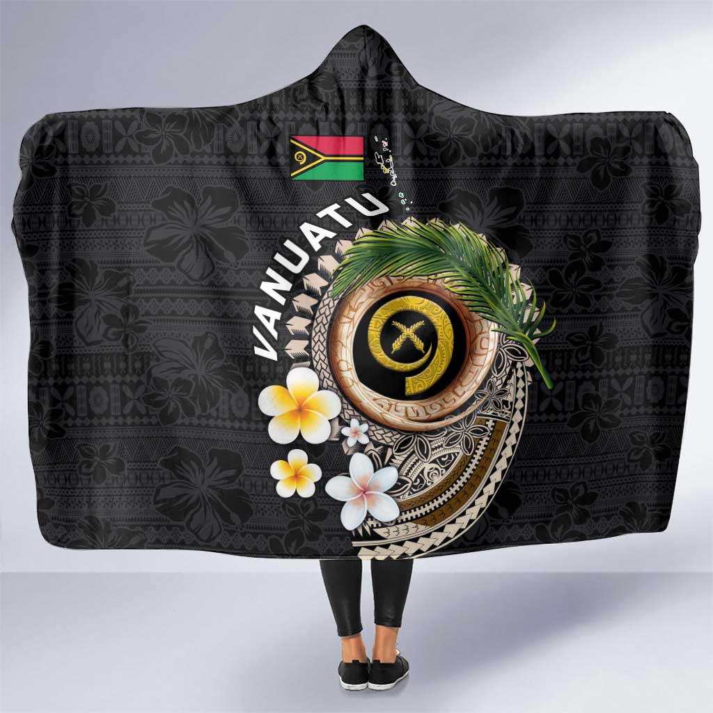 Vanuatu Independence Day Hooded Blanket Melanesian Tribal Pig Tusk with Tropical Plants
