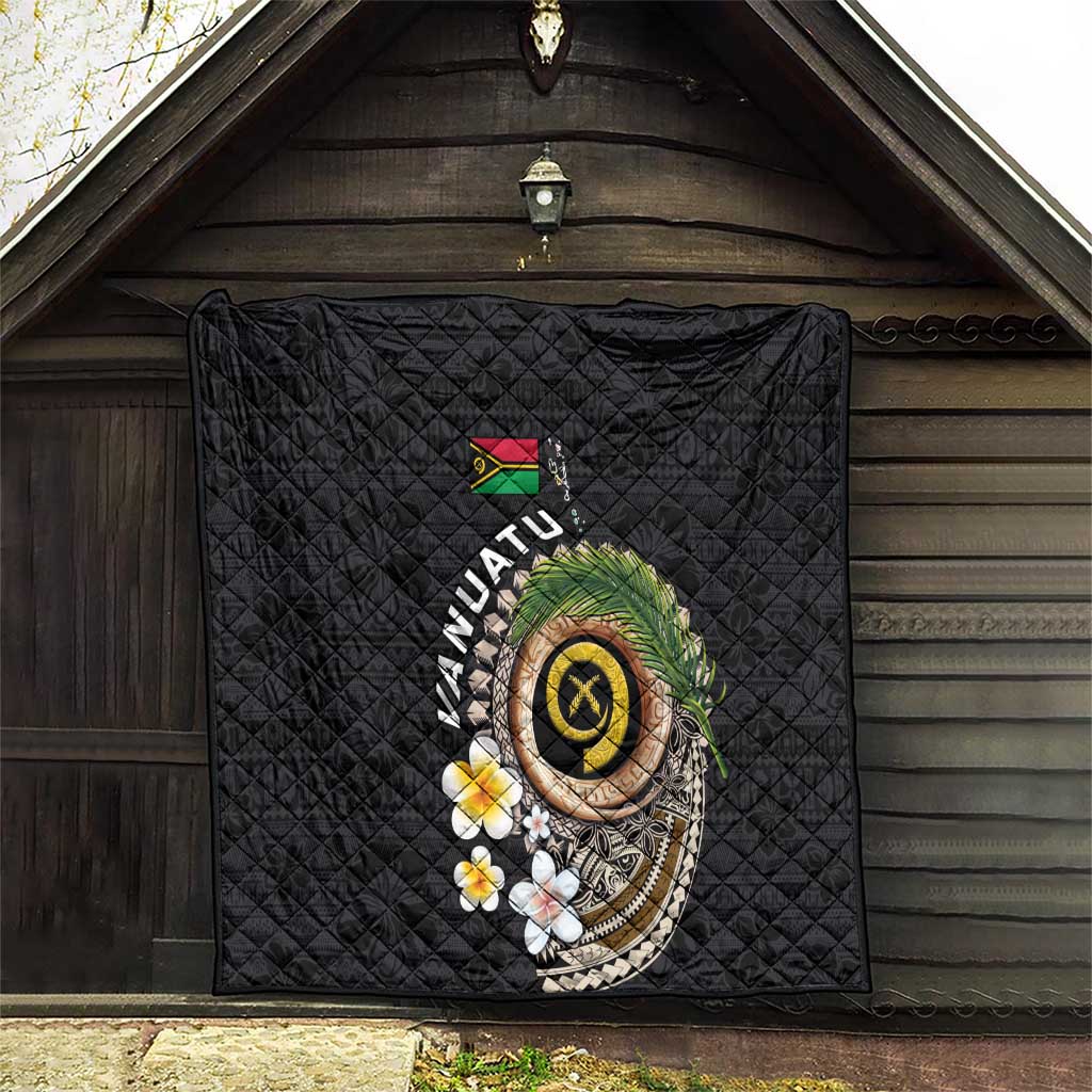 Vanuatu Independence Day Quilt Melanesian Tribal Pig Tusk with Tropical Plants