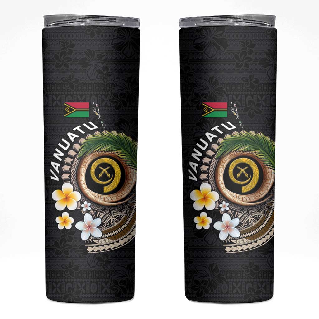 Vanuatu Independence Day Skinny Tumbler Melanesian Tribal Pig Tusk with Tropical Plants