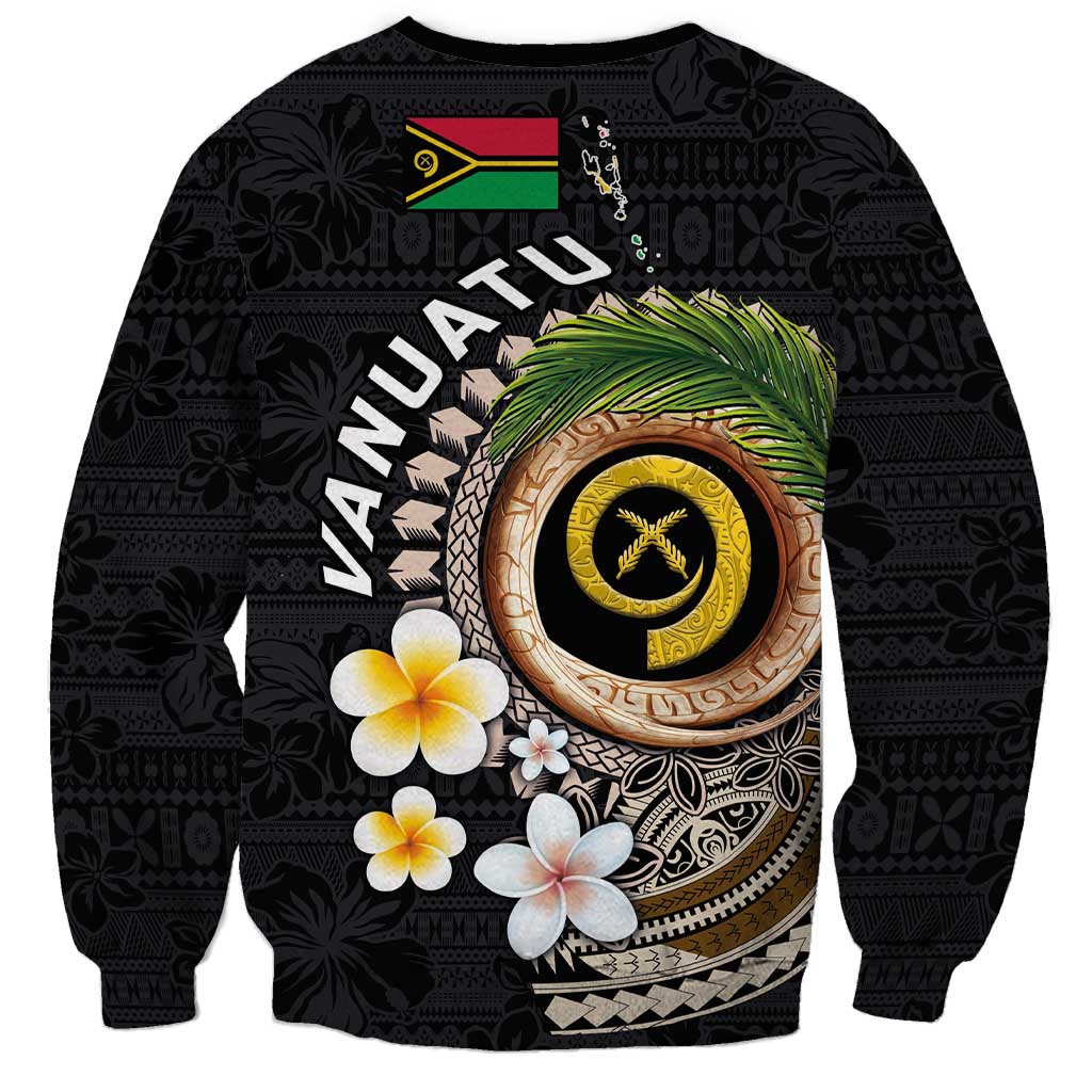 Vanuatu Independence Day Sweatshirt Melanesian Tribal Pig Tusk with Tropical Plants LT03 - Polynesian Pride