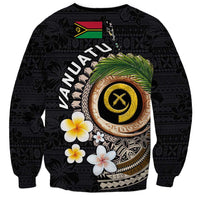 Vanuatu Independence Day Sweatshirt Melanesian Tribal Pig Tusk with Tropical Plants LT03 - Polynesian Pride