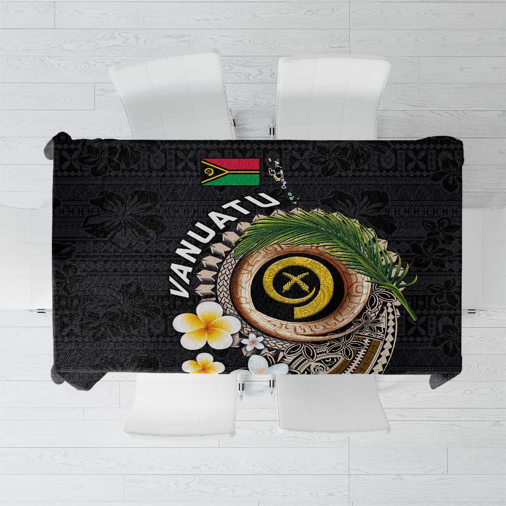 Vanuatu Independence Day Tablecloth Melanesian Tribal Pig Tusk with Tropical Plants
