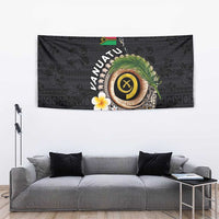 Vanuatu Independence Day Tapestry Melanesian Tribal Pig Tusk with Tropical Plants