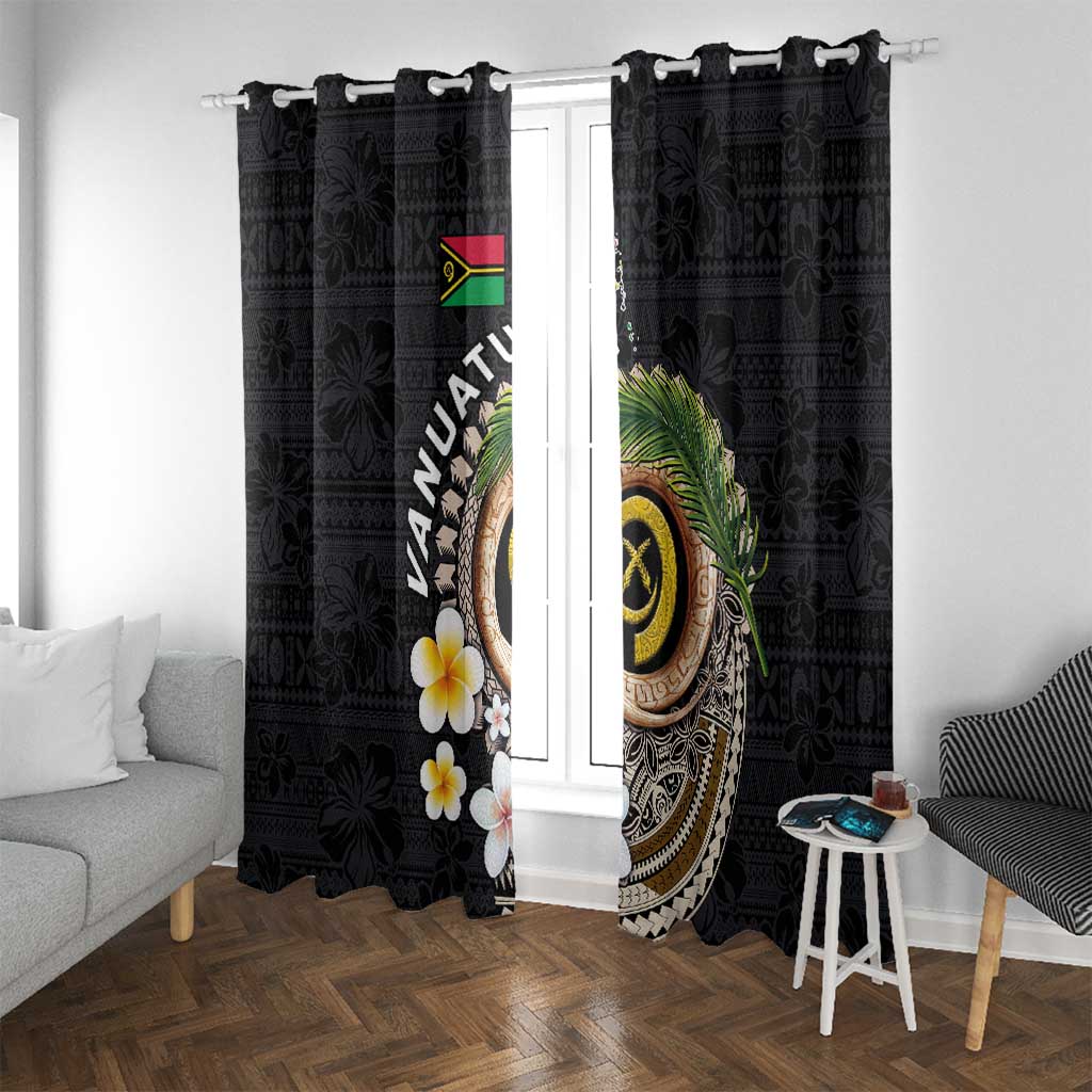 Vanuatu Independence Day Window Curtain Melanesian Tribal Pig Tusk with Tropical Plants