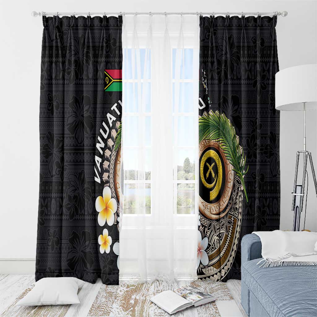 Vanuatu Independence Day Window Curtain Melanesian Tribal Pig Tusk with Tropical Plants