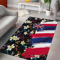Hawaiian Flag Day Area Rug Tropical Flowers and Leaves