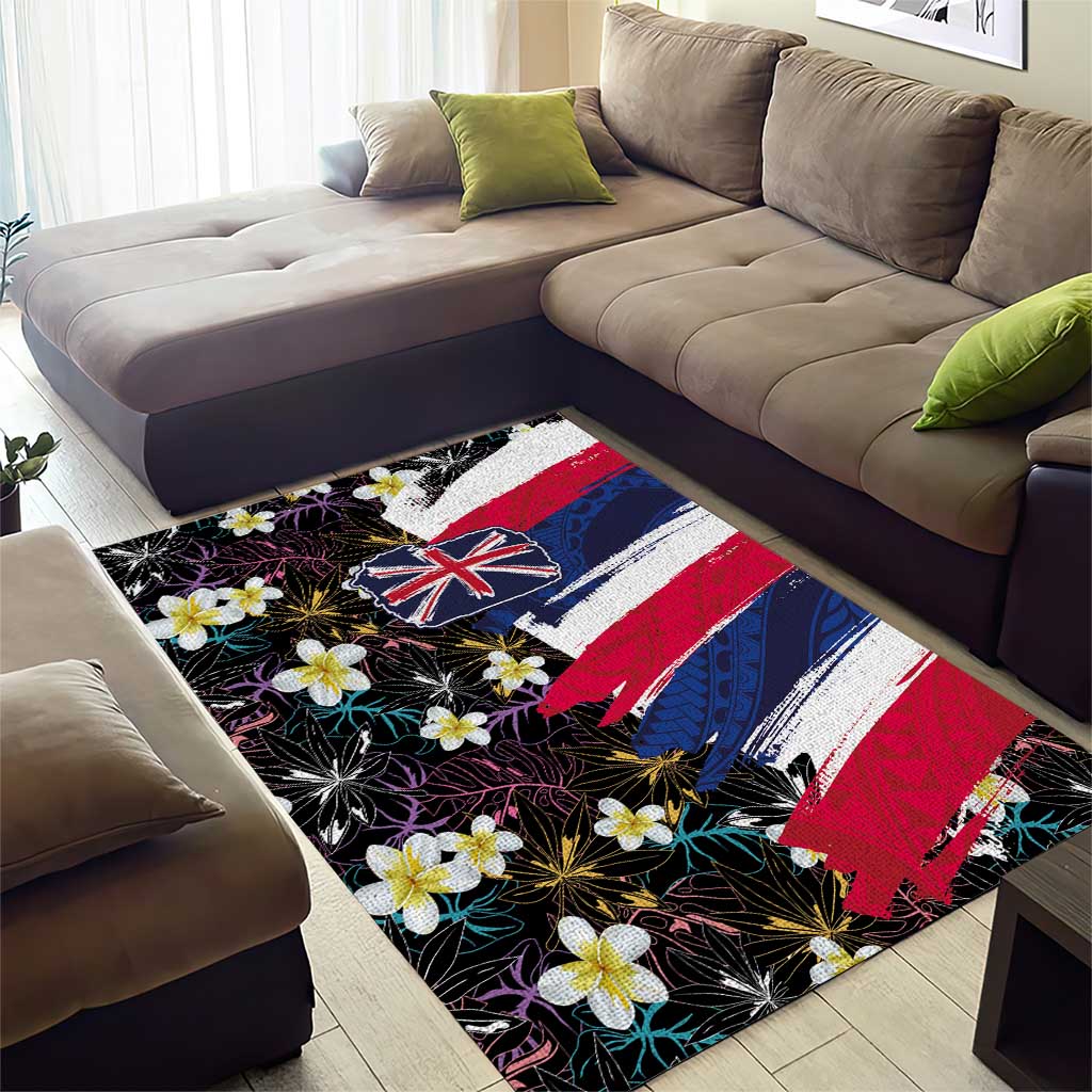Hawaiian Flag Day Area Rug Tropical Flowers and Leaves
