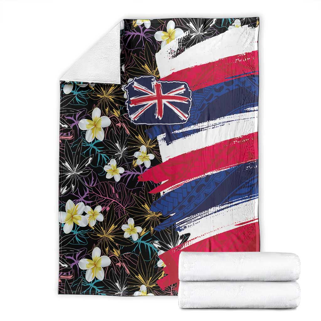 Hawaiian Flag Day Blanket Tropical Flowers and Leaves
