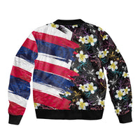 Hawaiian Flag Day Bomber Jacket Tropical Flowers and Leaves