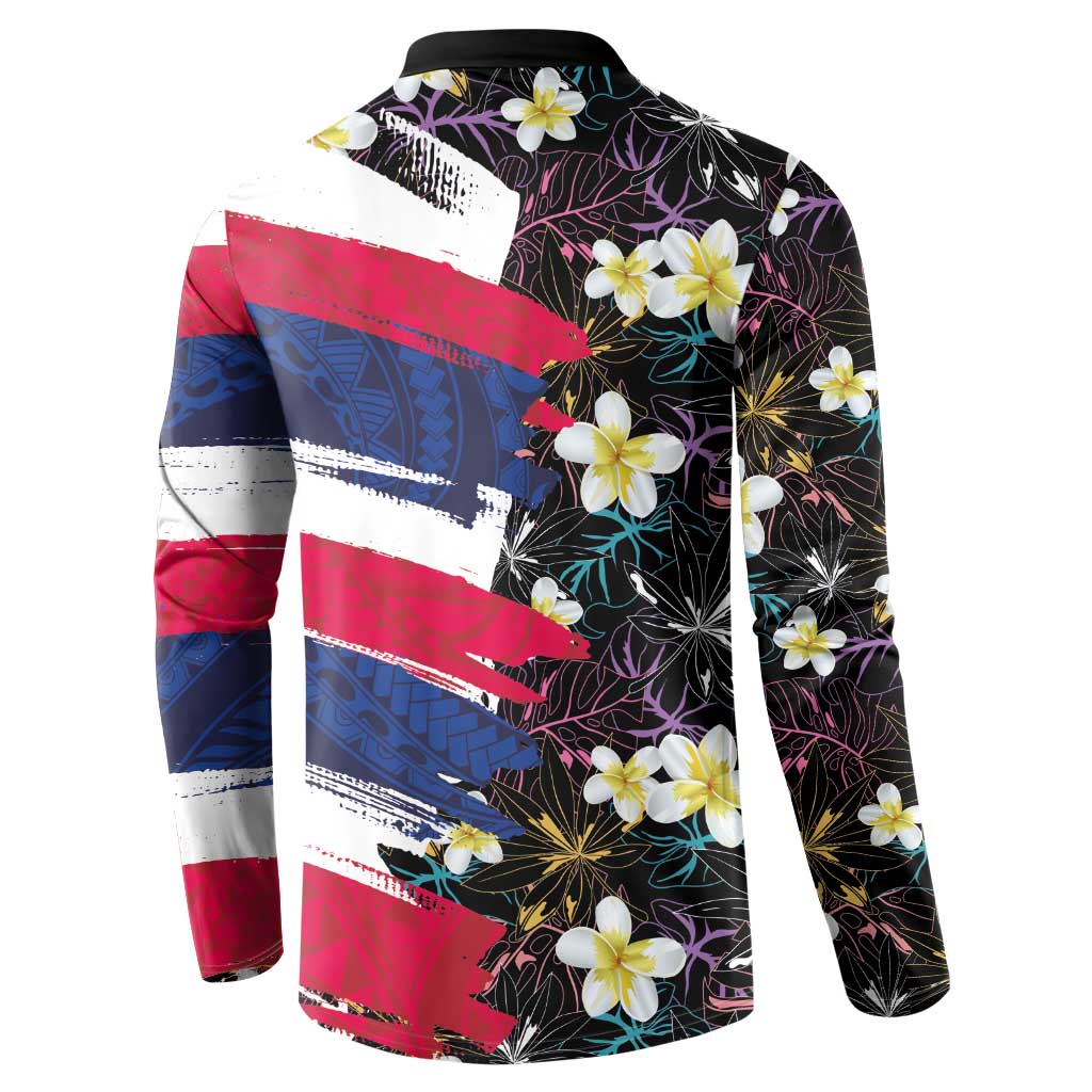 Hawaiian Flag Day Button Sweatshirt Tropical Flowers and Leaves LT03 - Polynesian Pride