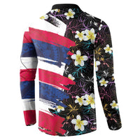 Hawaiian Flag Day Button Sweatshirt Tropical Flowers and Leaves LT03 - Polynesian Pride