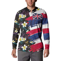 Hawaiian Flag Day Button Sweatshirt Tropical Flowers and Leaves LT03 - Polynesian Pride