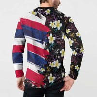 Hawaiian Flag Day Button Sweatshirt Tropical Flowers and Leaves LT03 - Polynesian Pride