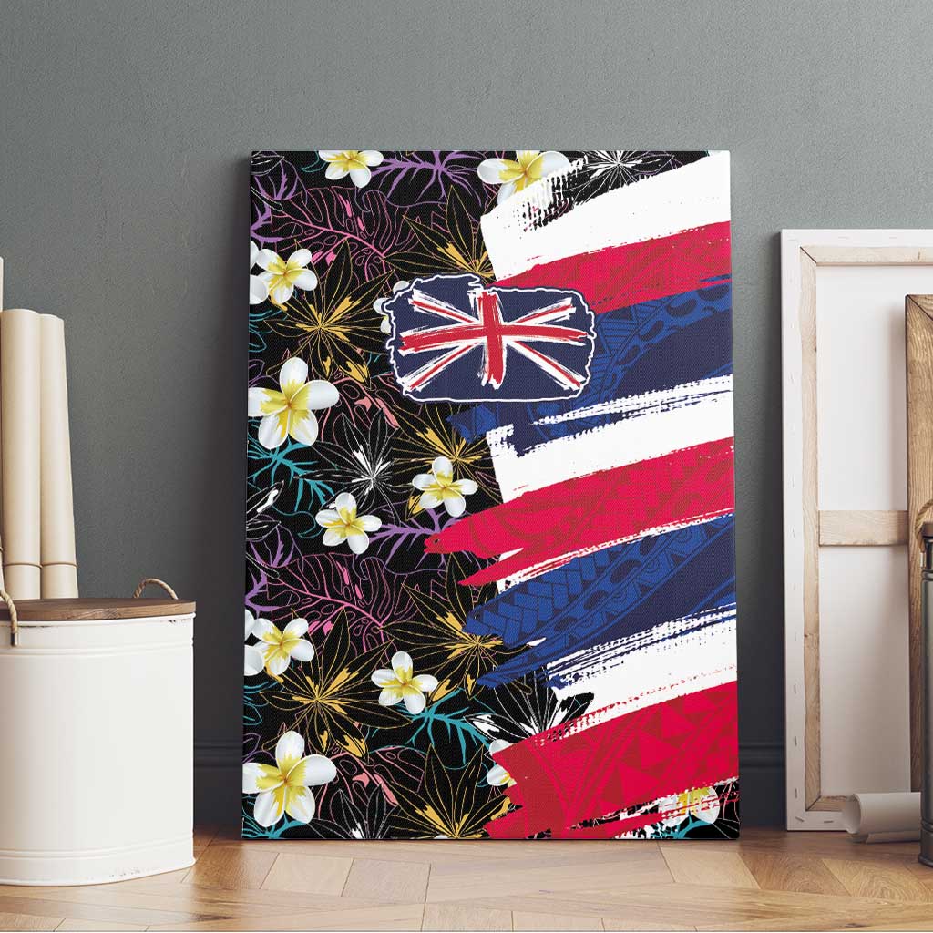 Hawaiian Flag Day Canvas Wall Art Tropical Flowers and Leaves LT03 - Polynesian Pride