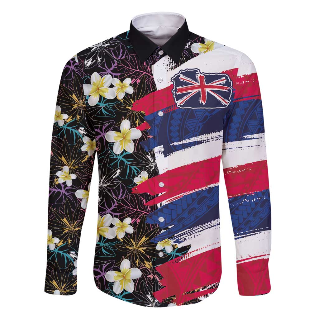 Hawaiian Flag Day Family Matching Off Shoulder Short Dress and Hawaiian Shirt Tropical Flowers and Leaves