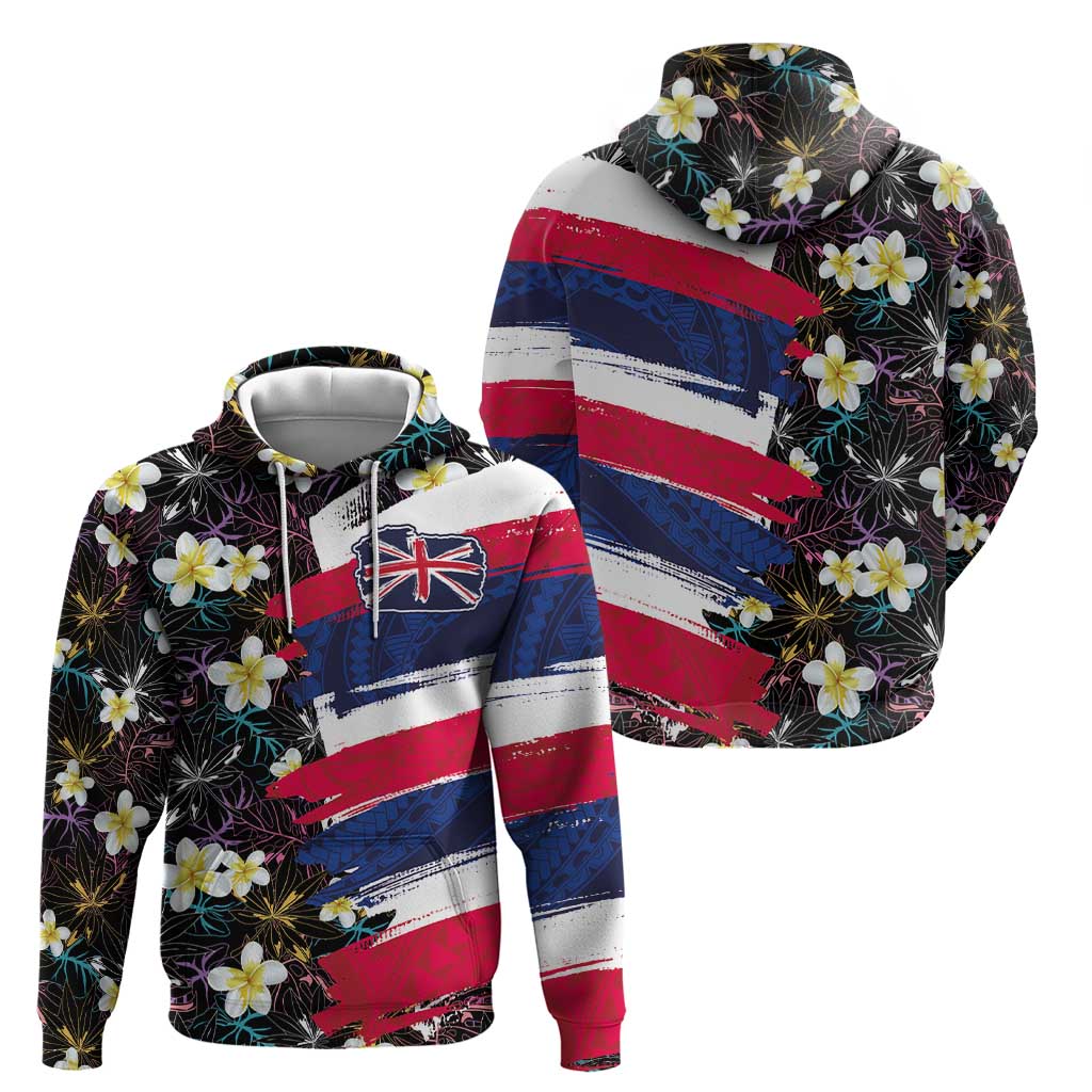 Hawaiian Flag Day Hoodie Tropical Flowers and Leaves