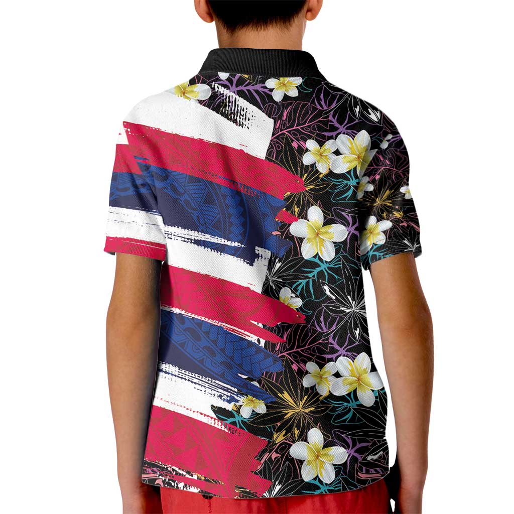 Hawaiian Flag Day Kid Polo Shirt Tropical Flowers and Leaves