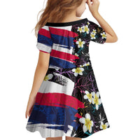 Hawaiian Flag Day Kid Short Sleeve Dress Tropical Flowers and Leaves LT03 - Polynesian Pride