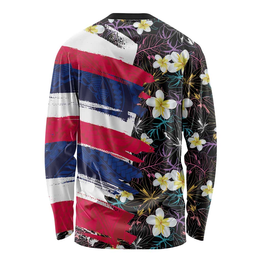 Hawaiian Flag Day Long Sleeve Shirt Tropical Flowers and Leaves LT03 - Polynesian Pride