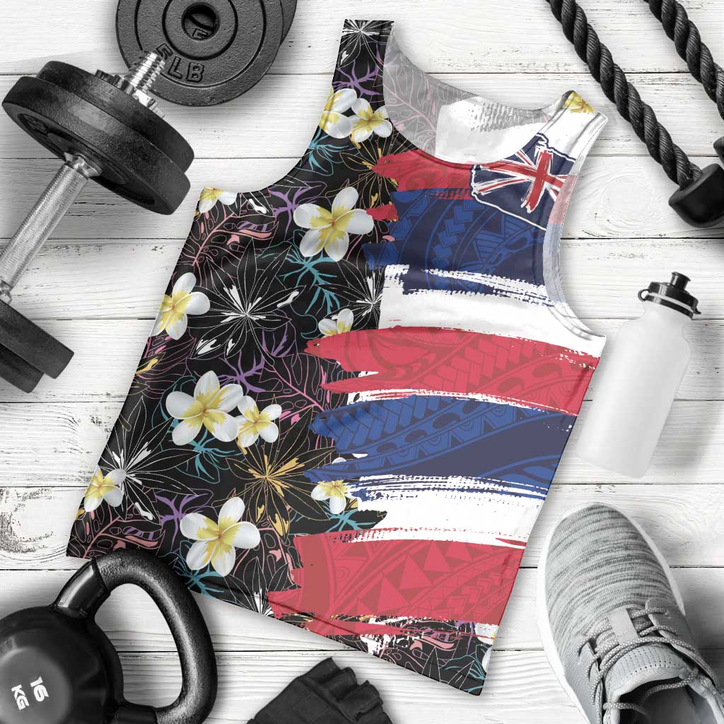 Hawaiian Flag Day Men Tank Top Tropical Flowers and Leaves LT03 - Polynesian Pride