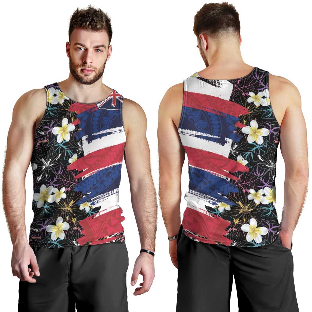 Hawaiian Flag Day Men Tank Top Tropical Flowers and Leaves LT03 - Polynesian Pride