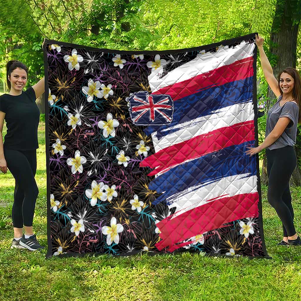 Hawaiian Flag Day Quilt Tropical Flowers and Leaves
