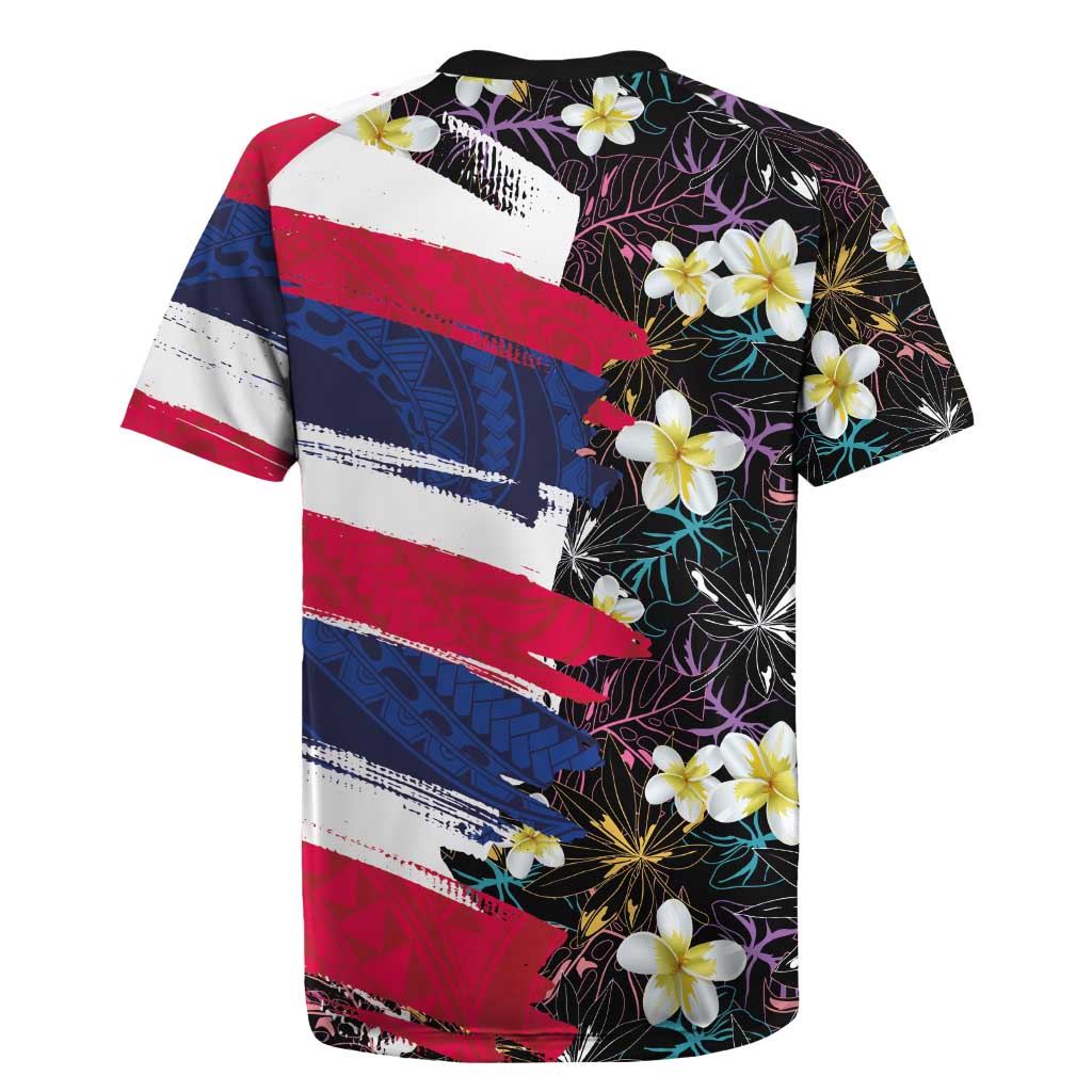 Hawaiian Flag Day Rugby Jersey Tropical Flowers and Leaves LT03 - Polynesian Pride