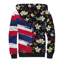Hawaiian Flag Day Sherpa Hoodie Tropical Flowers and Leaves LT03 - Polynesian Pride