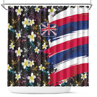 Hawaiian Flag Day Shower Curtain Tropical Flowers and Leaves