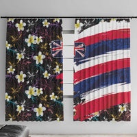 Hawaiian Flag Day Window Curtain Tropical Flowers and Leaves