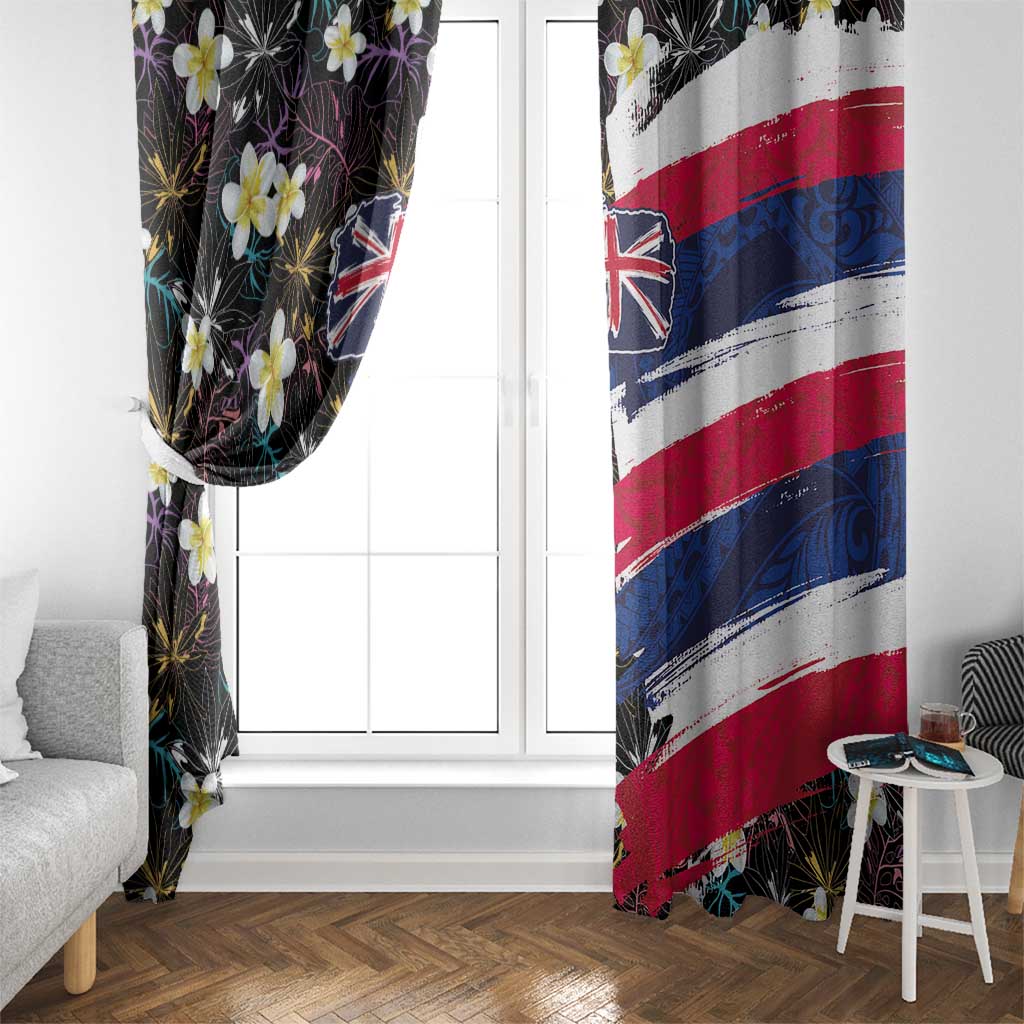 Hawaiian Flag Day Window Curtain Tropical Flowers and Leaves