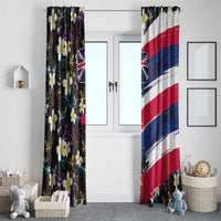 Hawaiian Flag Day Window Curtain Tropical Flowers and Leaves