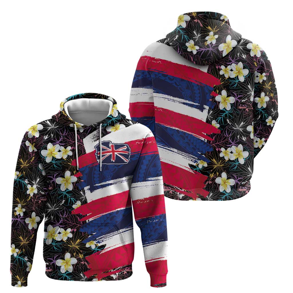Hawaiian Flag Day Zip Hoodie Tropical Flowers and Leaves